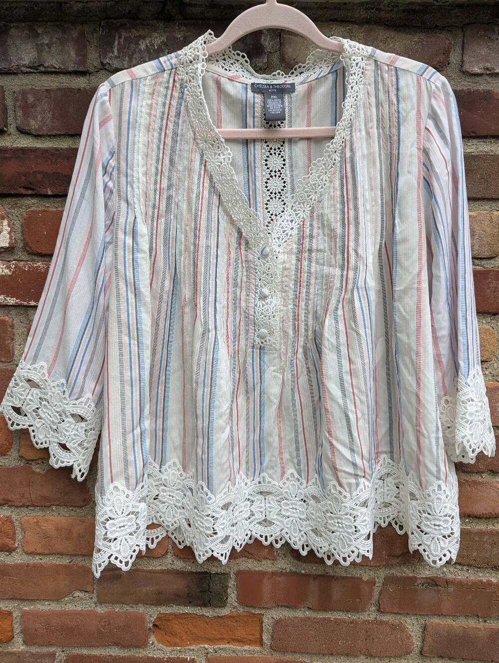 Chelsea & Theodore Striped Blouse Women's Size PXL